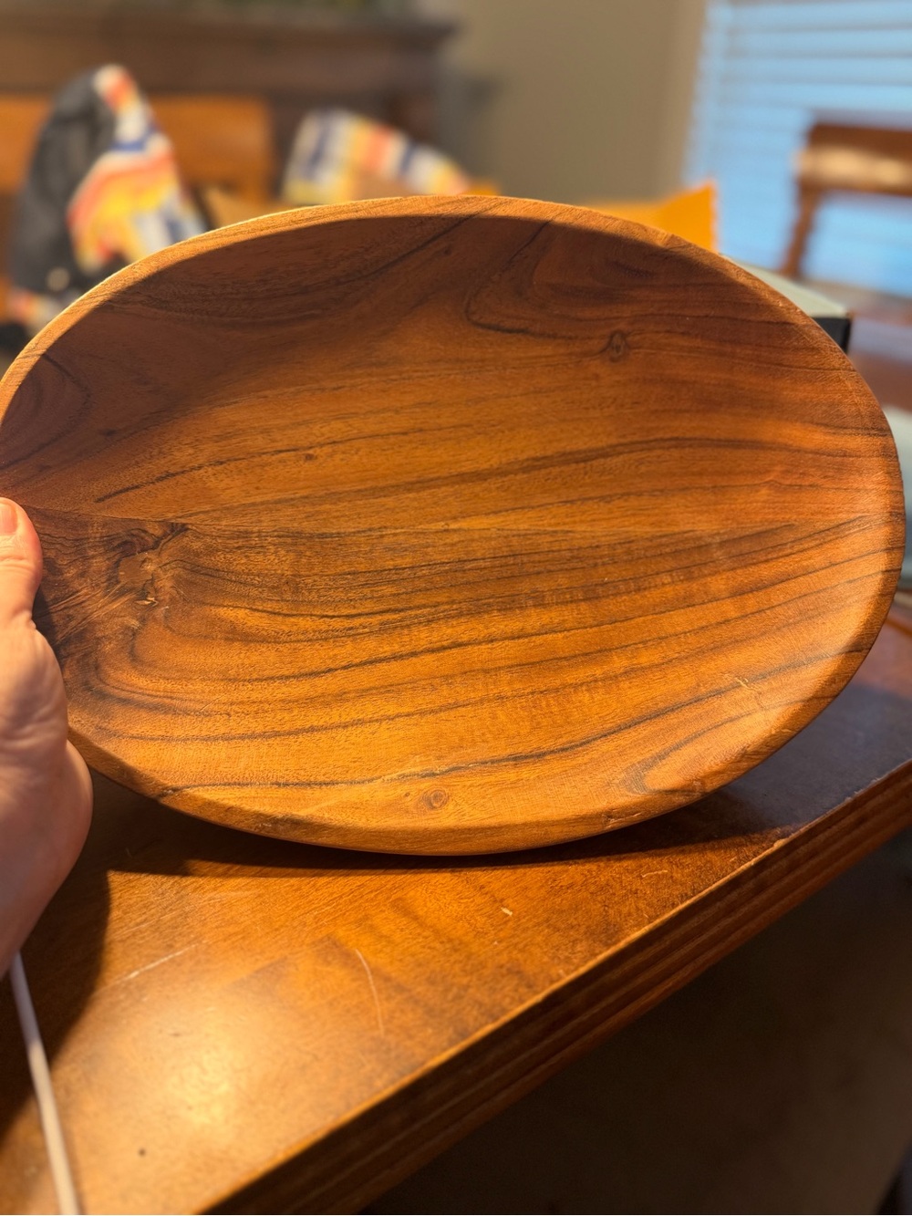 Handcrafted Wooden Serving Platter - Natural Brown